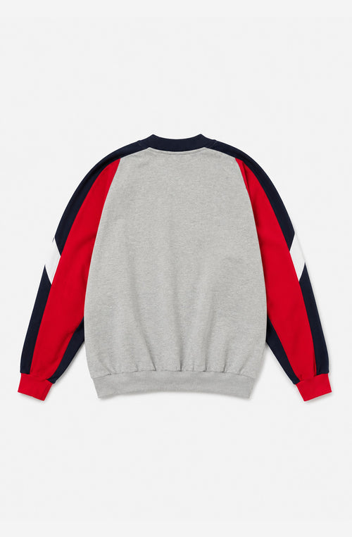 Sudadera Keoni Gray Navy Red unisex con diseño color block Kaotiko BCN