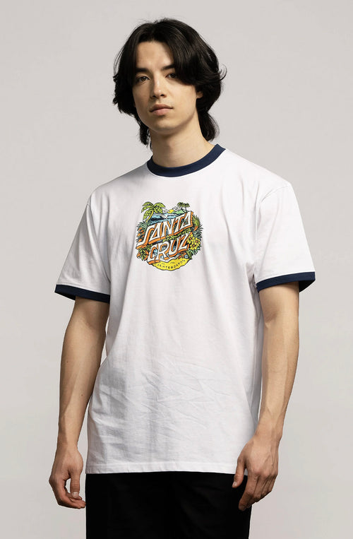 Camiseta Santa Cruz Aloha Dot Front Ringer White