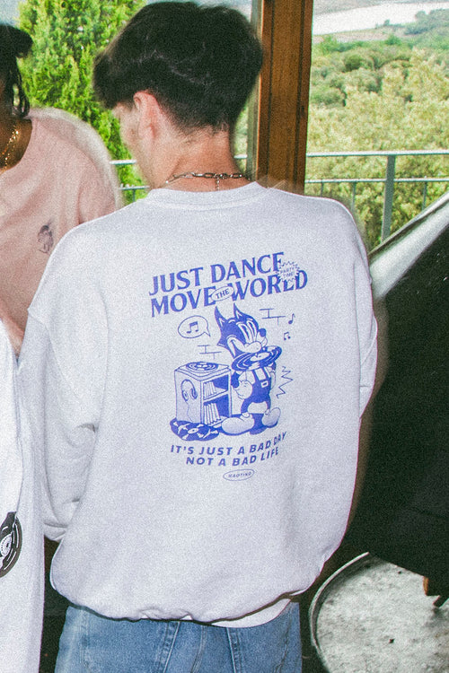 Sweatshirt Organic Cotton Just Dance Cat Music White