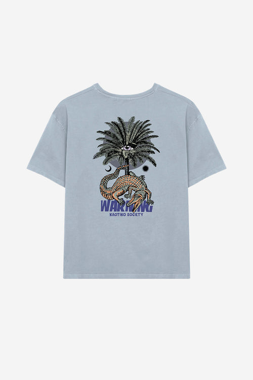 Camiseta Washed Warning Steel