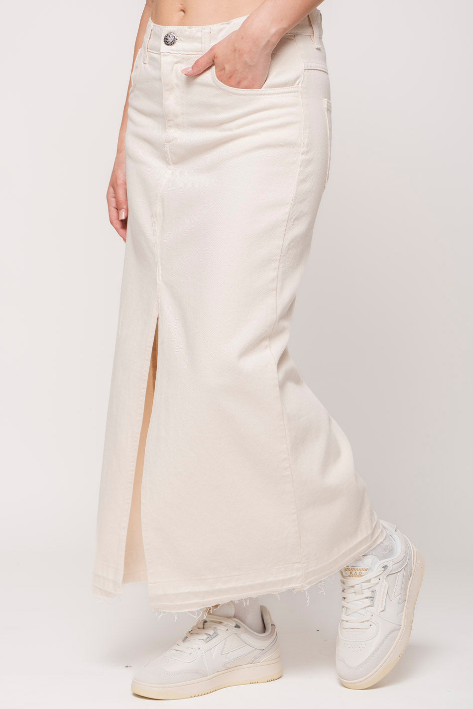 Long Denim Stone Skirt