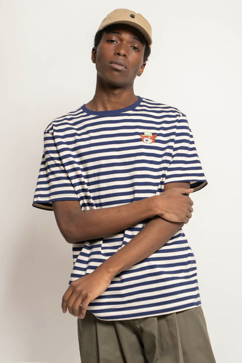 Camiseta Stripes Bear Navy Ivory
