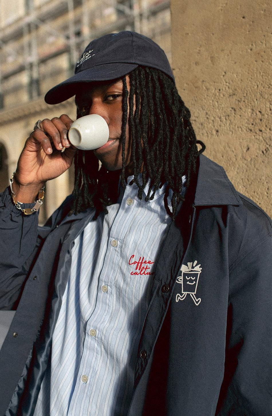 Camisa Coffee Culture Blue/White Stripes