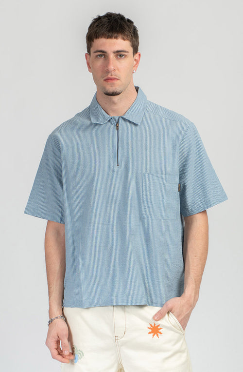 Camisa Baracoa Half Zip Blue