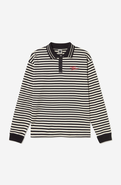 Polo de hombre Coffee Culture Stripes Black Ivory de rayas negras e ivory