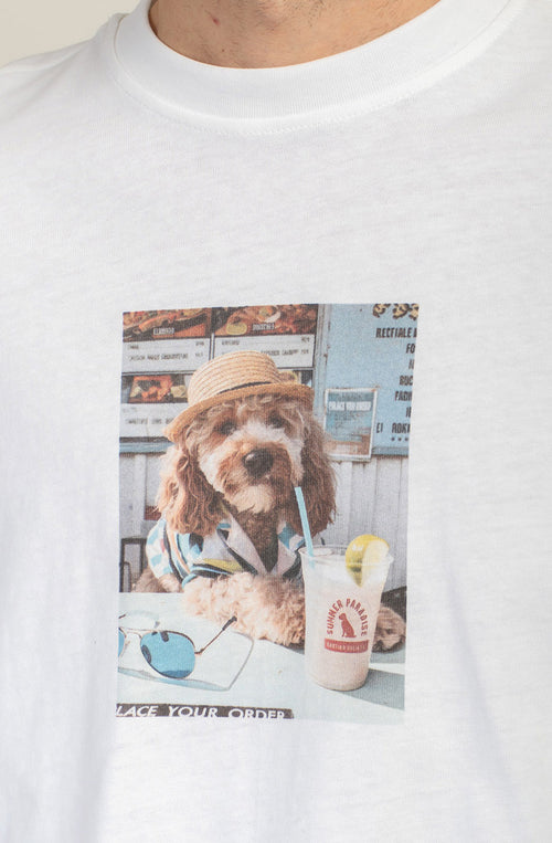 Camiseta Cropped Paws & Relax Organic Cotton White