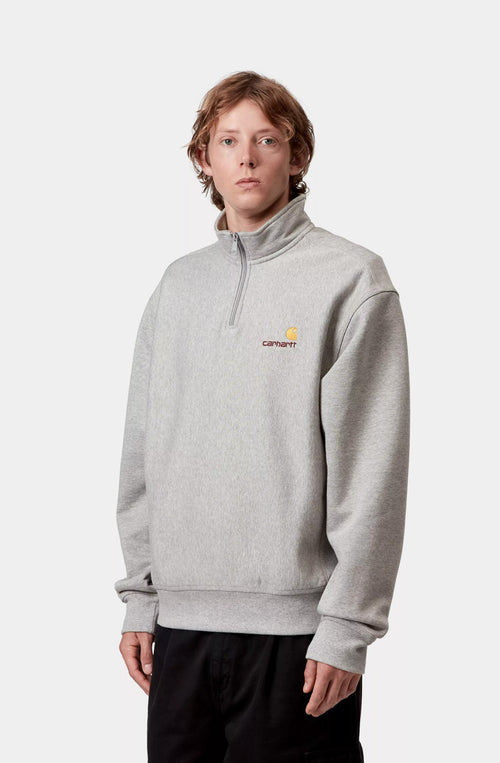 Carhartt WIP Half Zip American Script Gray Heather Sweatshirt