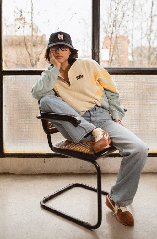 Sudadera Half-Zip Clark Bone/Cloud