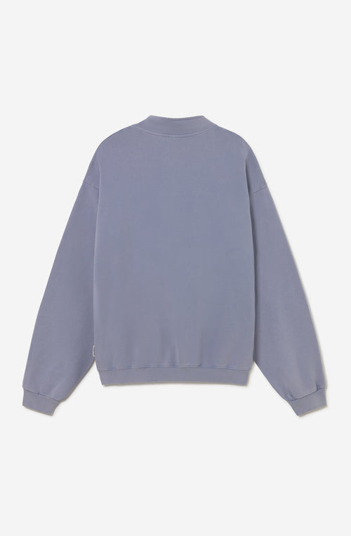 Sudadera Zipper Washed Ski Steel unisex azul acero lavado con cuello alto y media cremallera