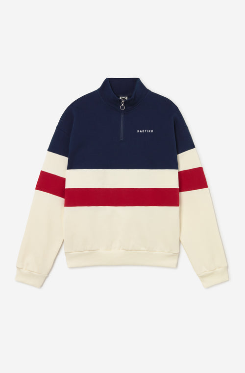 Sudadera Crew Zipper Carter Ivory/Blue/Salsa
