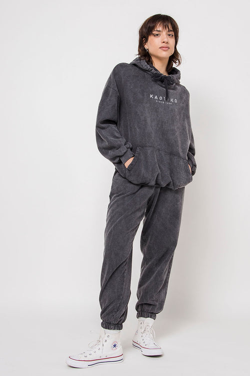Sudadera Capucha Black Washed