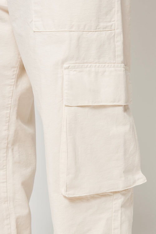 Relaxed Canvas Ivory Cargo Trousers