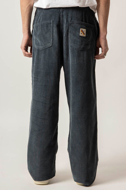 Bluish-Grey Casual Corduroy Ladder Trousers