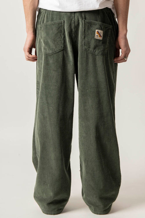 Khaki Casual Corduroy Ladder Trousers