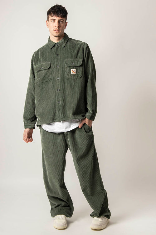 Khaki Casual Corduroy Ladder Trousers