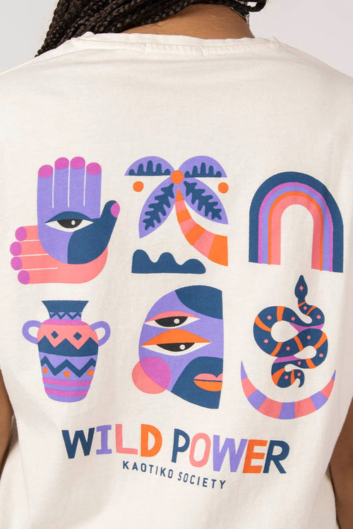 Camiseta Washed Wild Power Ivory