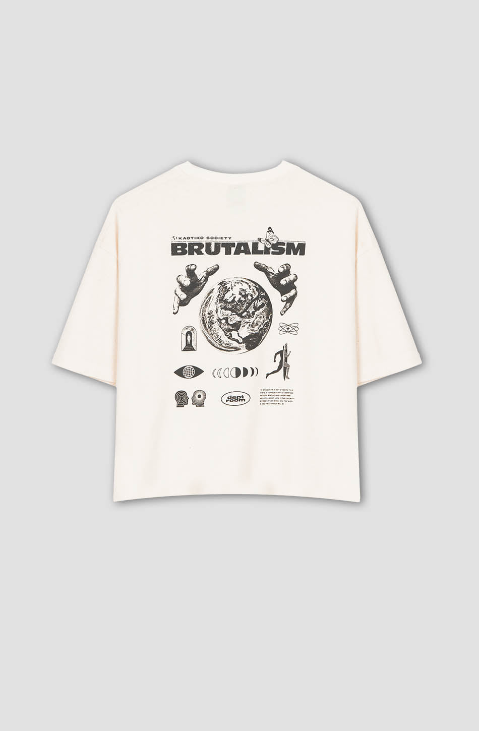 Ivory Brutalism Organic Cotton Cropped Oversize T-Shirt