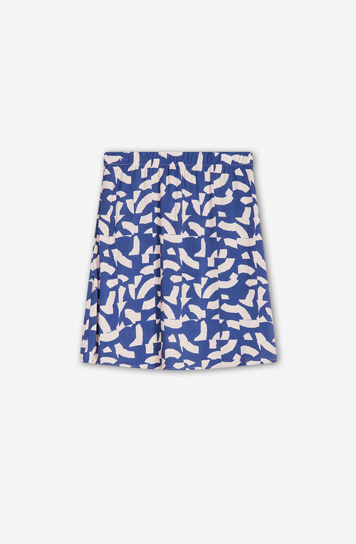 Geo Abstract Blue Skirt