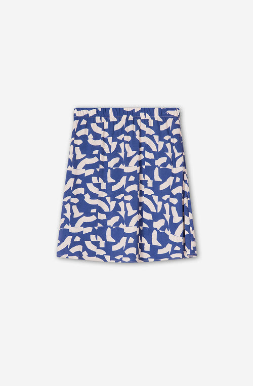Geo Abstract Blue Skirt