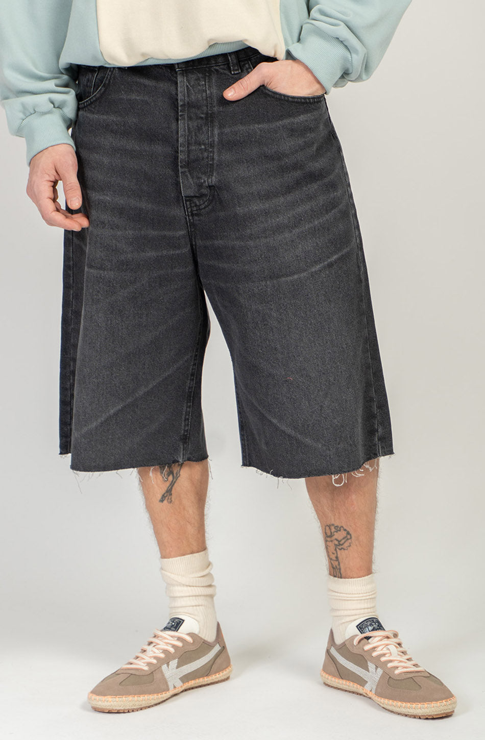  Loose Baggy Denim Black Short