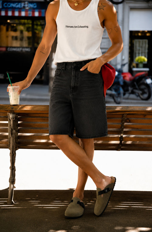 Bermuda Loose Baggy Denim Black