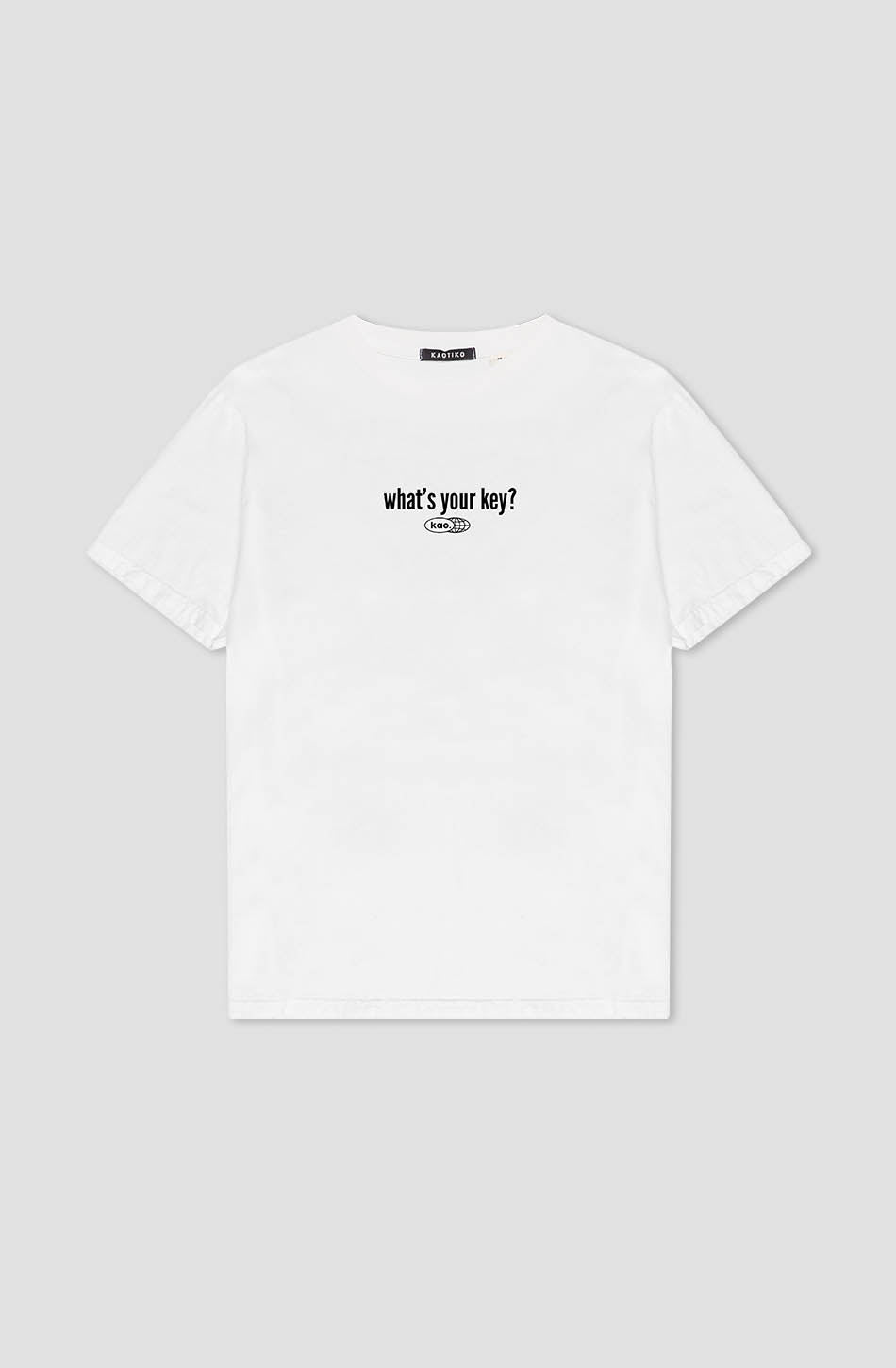 Washed What's your Key White T-shirt