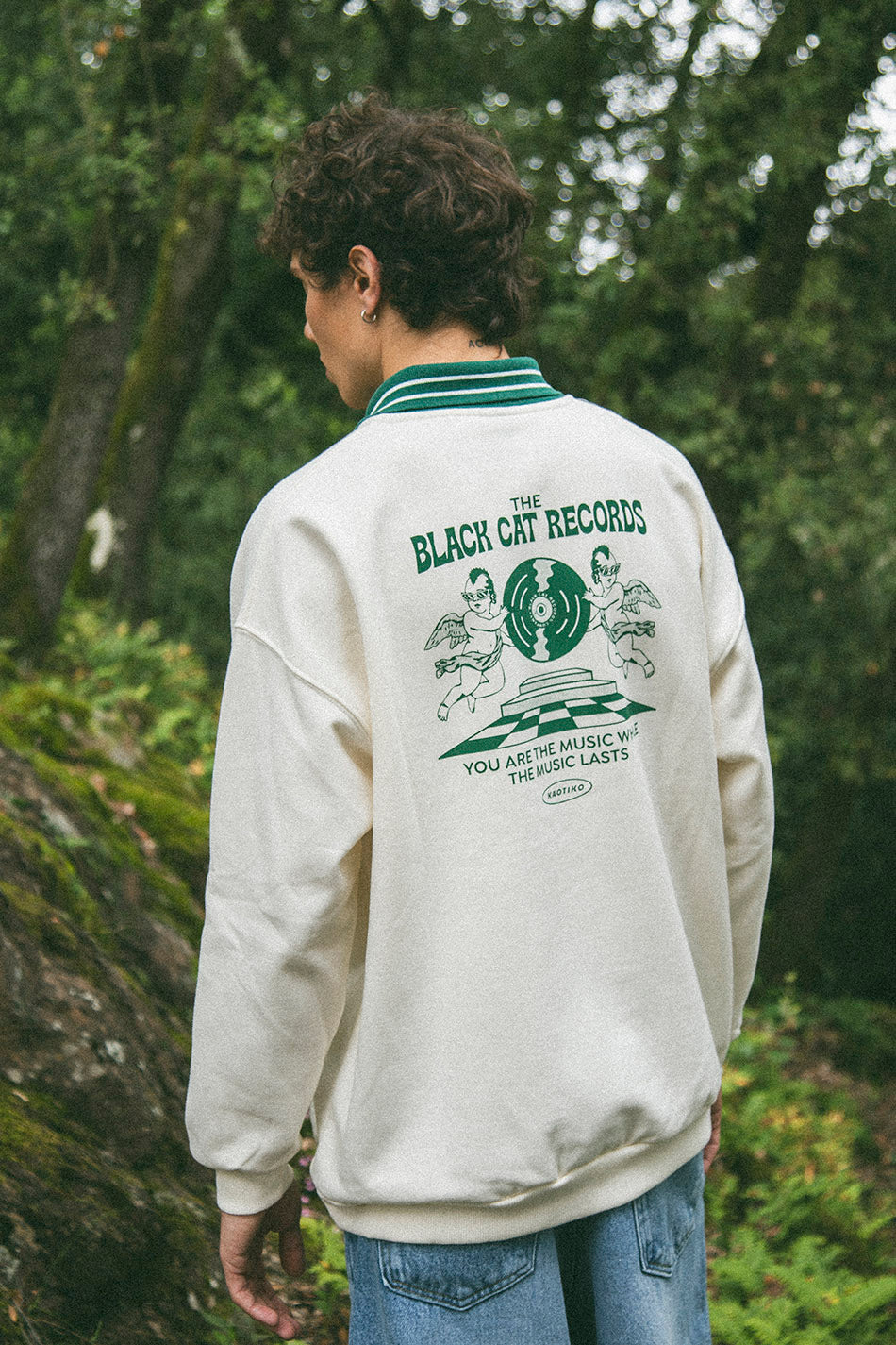 Sudadera The Black Cat Angels Ivory/ Green