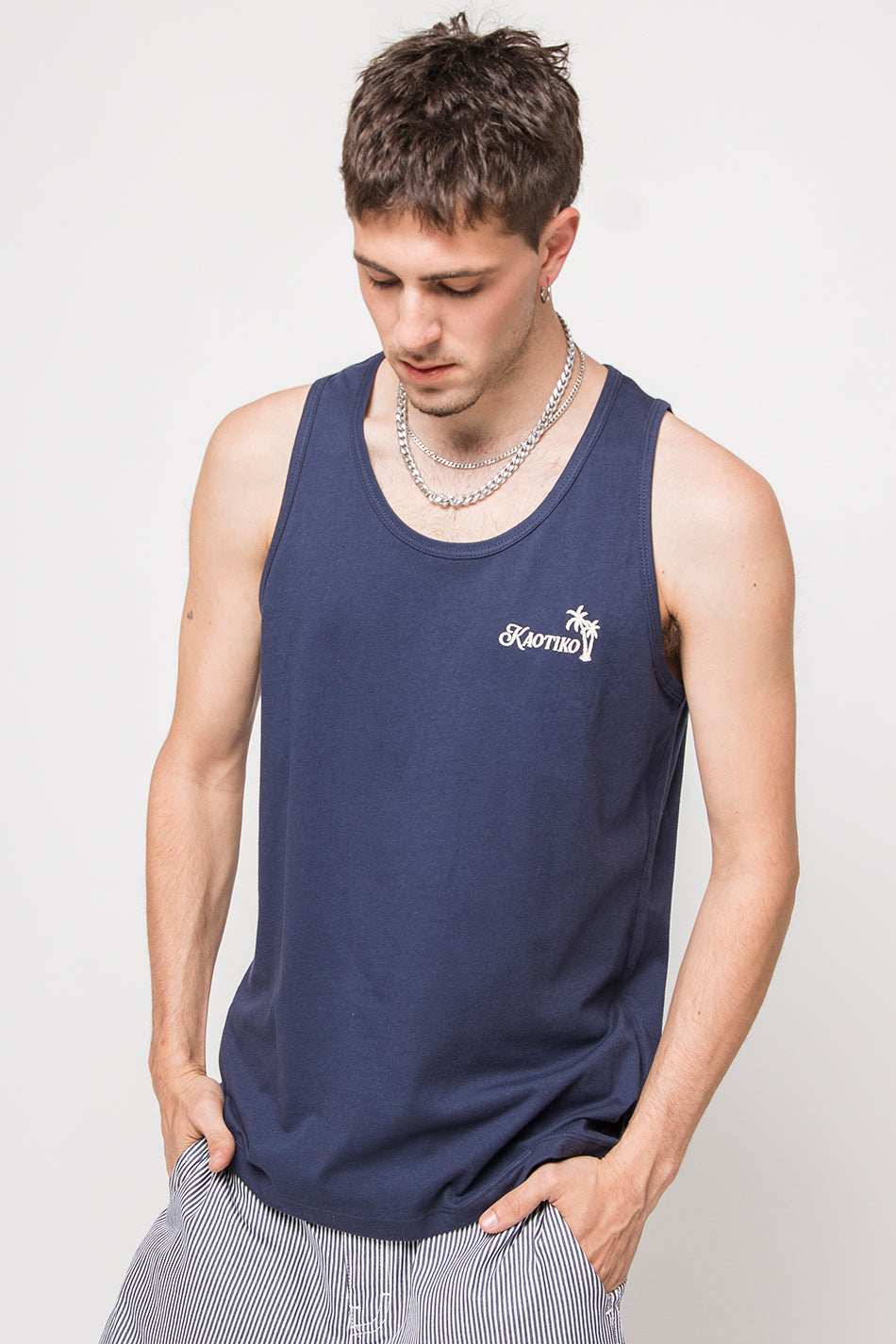 Tank Top Kaotiko Palms Navy