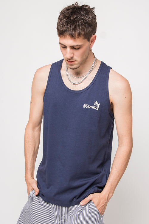 Tank Top Kaotiko Palms Navy