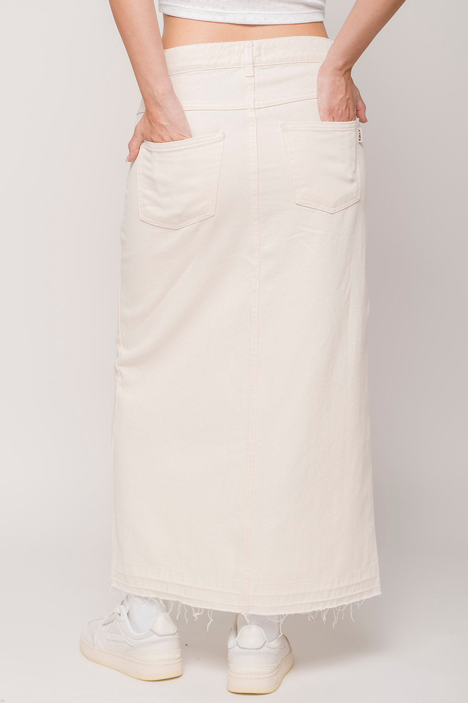 Long Denim Stone Skirt