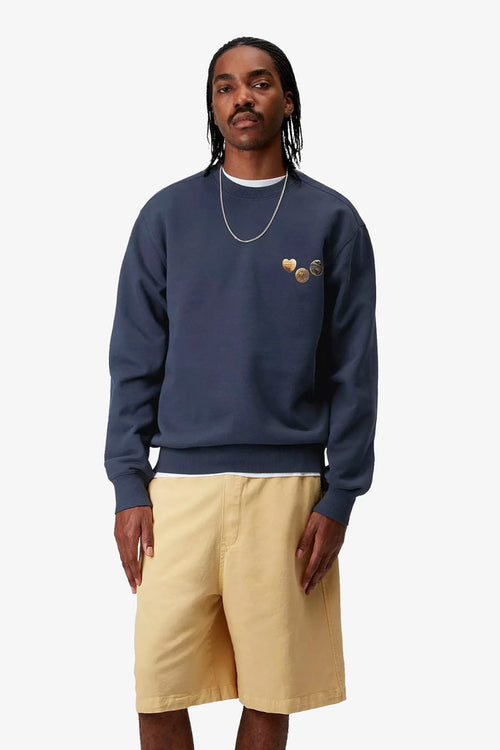 Camiseta Carhartt WIP Button Sweat Cotton Blue