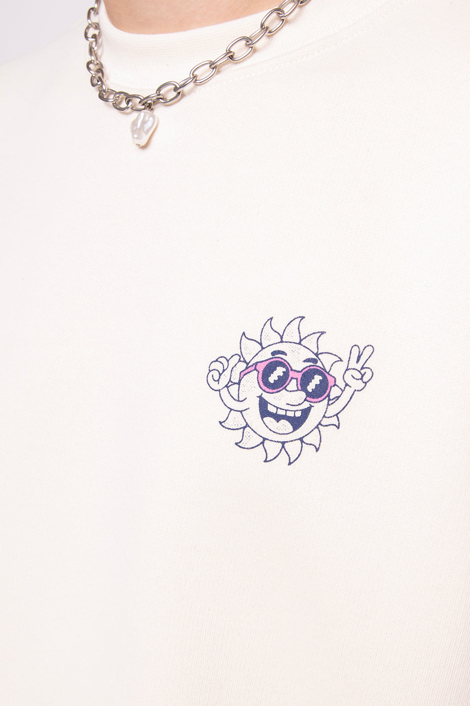 Sudadera Life Is Short Organic Cotton Ivory/Pink