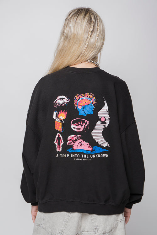 Sudadera Washed Unknown Trip Black