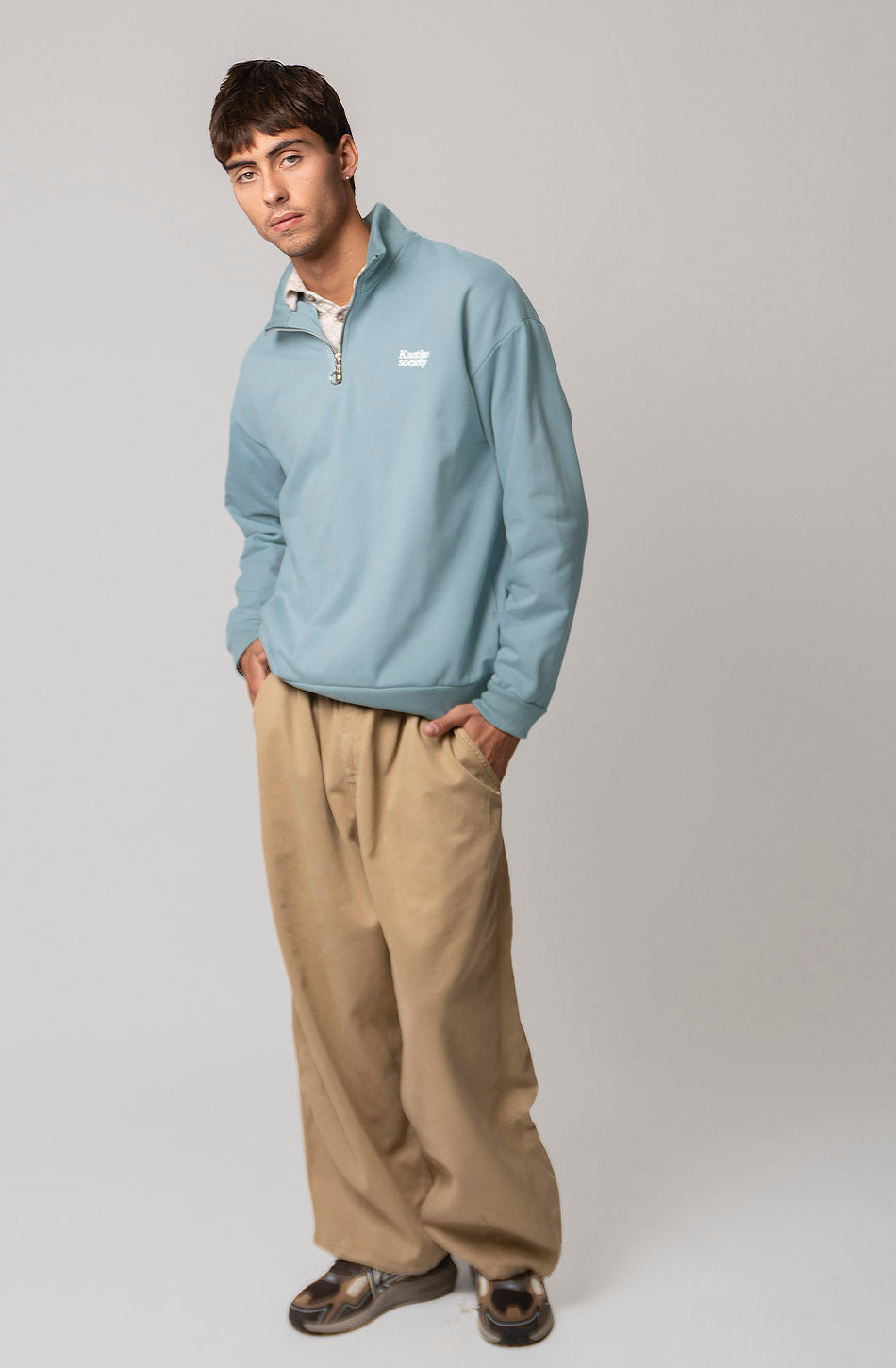 Sudadera Half Zip Kaotiko Society Steel