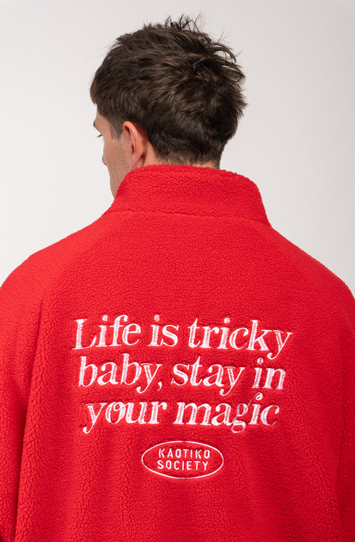Life Is Tricky Red Fleece Jacket