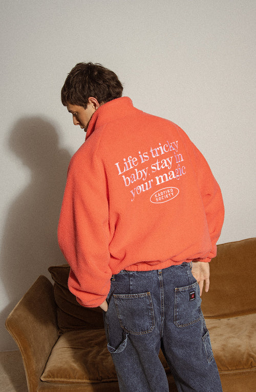 Life Is Tricky Red Fleece Jacket