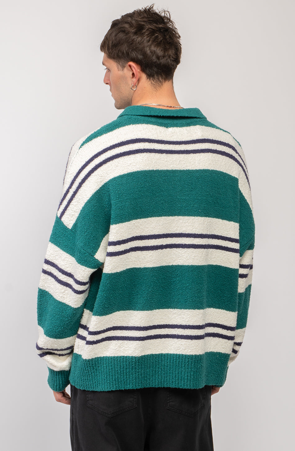Jersey Polo Stripes Green/Navy