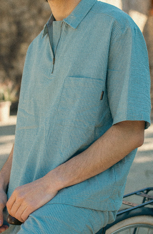 Camisa Baracoa Half Zip Blue