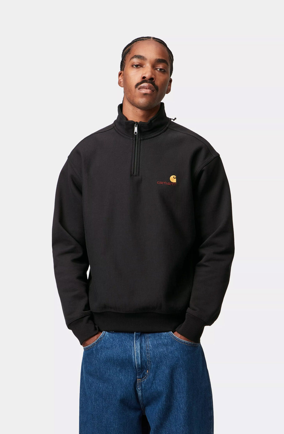Sudadera Half Zip Carhartt WIP American Script Black