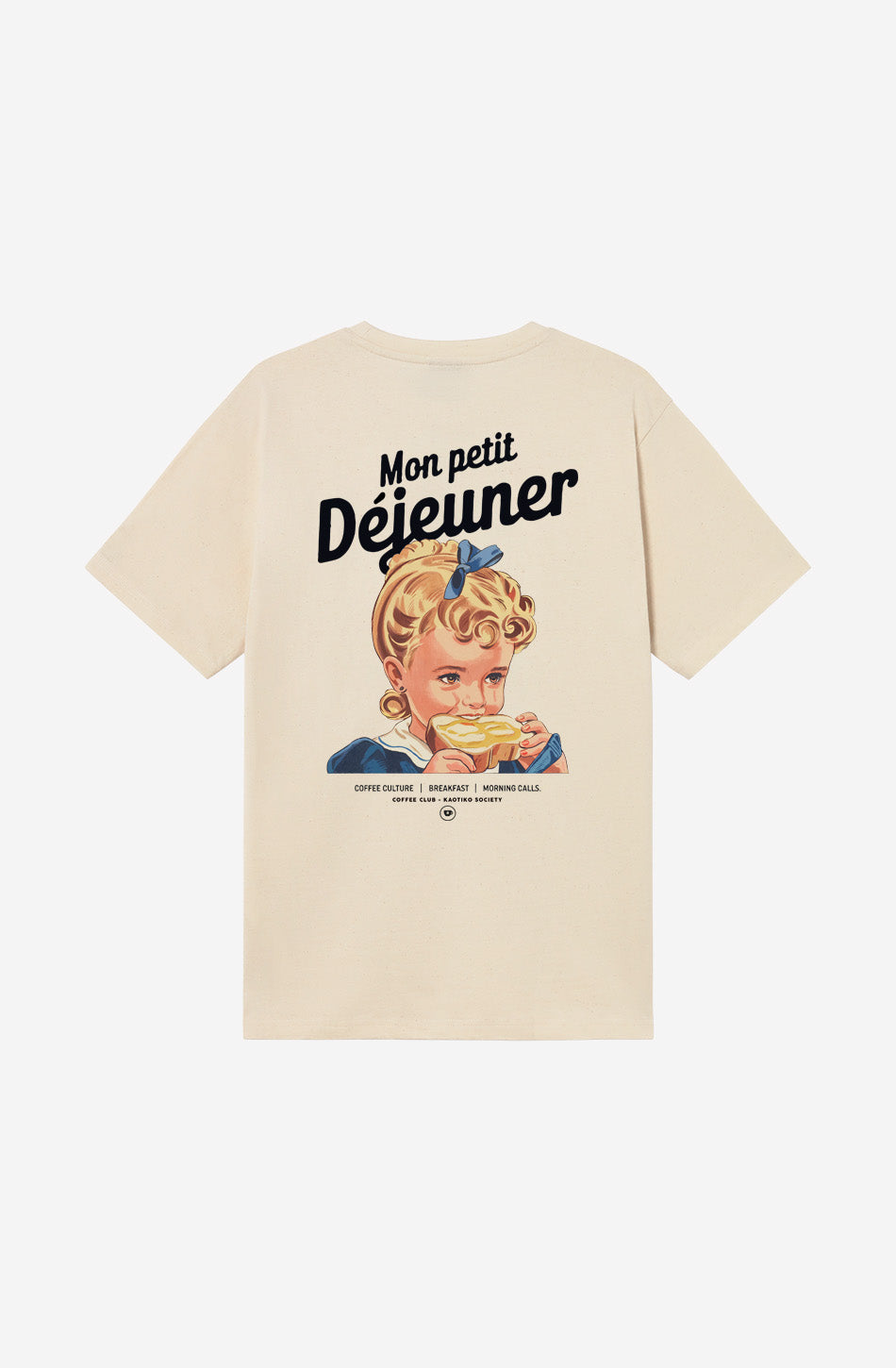 Camiseta Mont Petit Dejeuner Organic Ivory unisex de algodón orgánico Kaotiko BCN