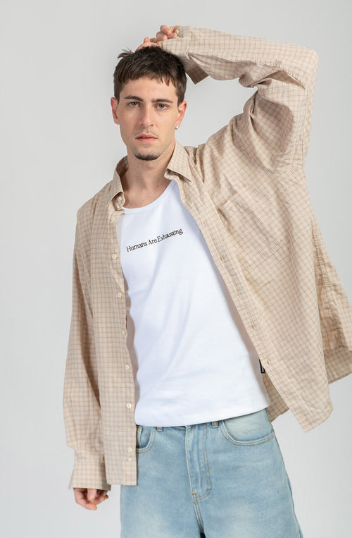 Camiseta Tank Top Humans Are Exhausting White