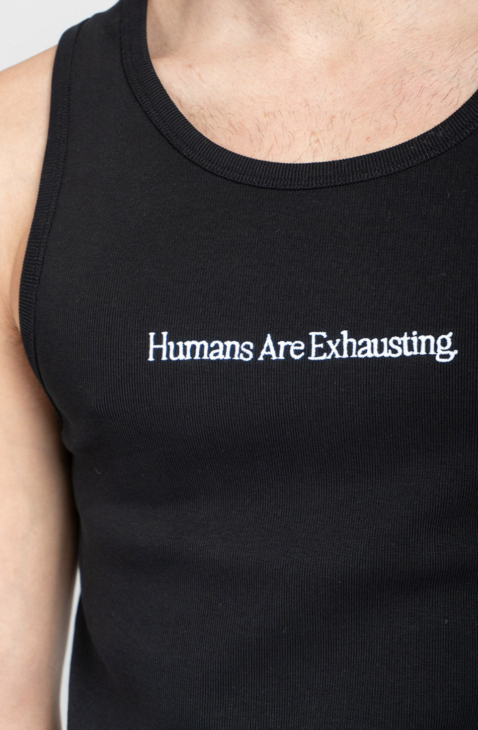 Camiseta Tank Top Humans Are Exhausting Black