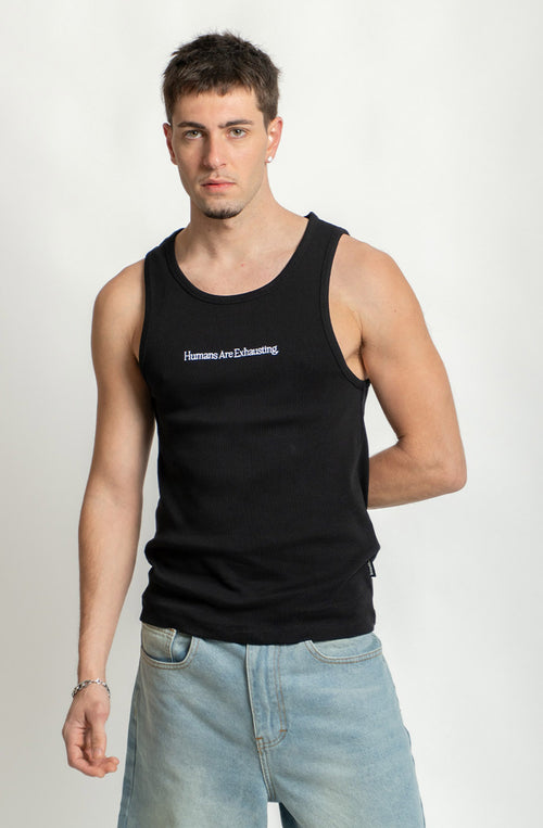 Camiseta Tank Top Humans Are Exhausting Black