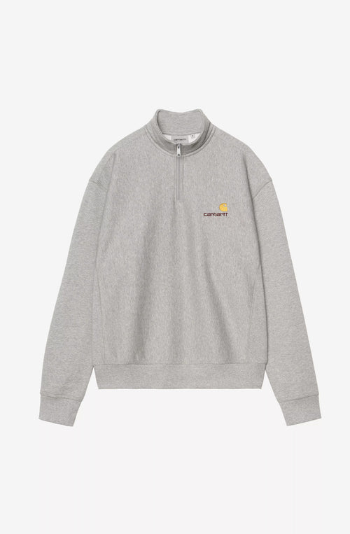 Sudadera Carhartt WIP Half Zip American Script Grey Heather