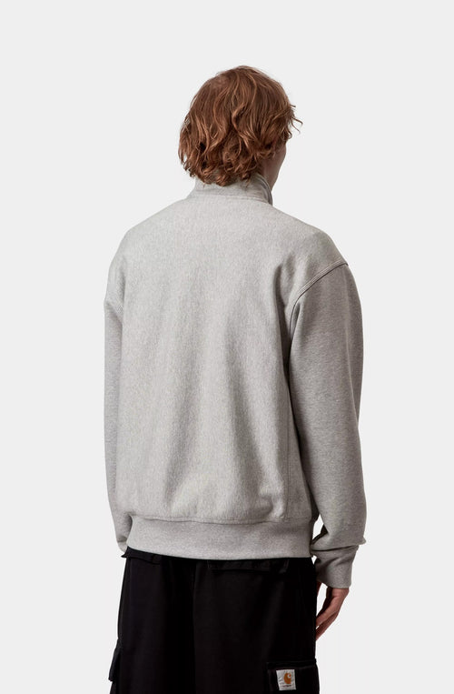 Sudadera Carhartt WIP Half Zip American Script Grey Heather