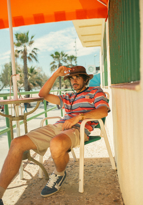 Camiseta Stripes Island Blue/ Pink