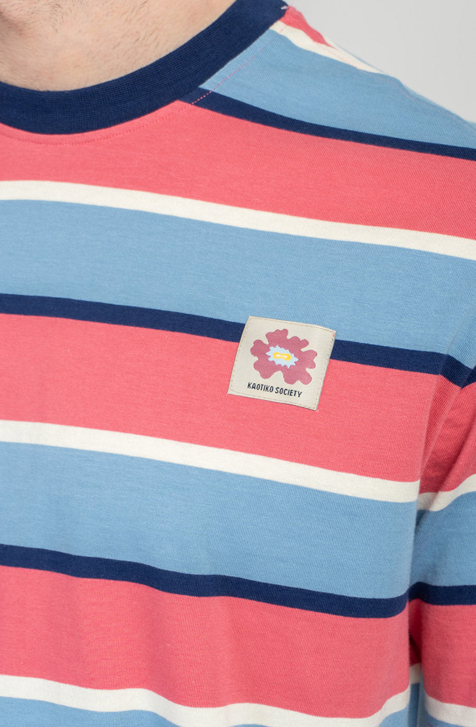 Camiseta Stripes Island Blue/ Pink
