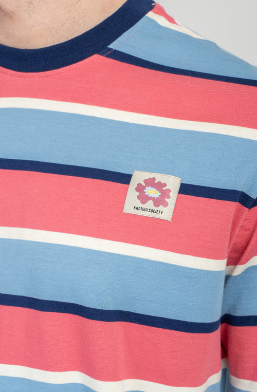 Camiseta Stripes Island Blue/ Pink