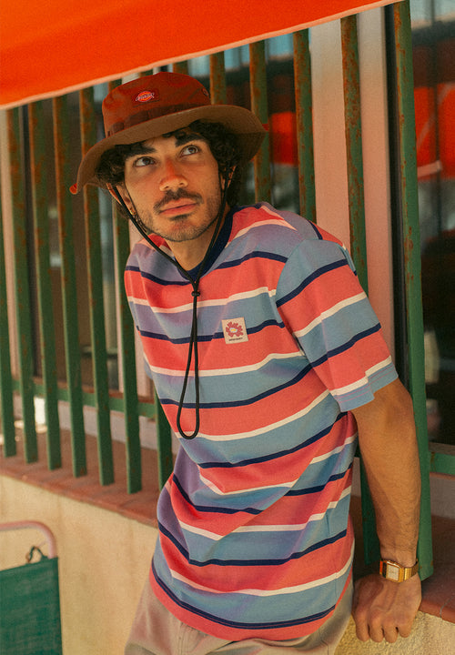 Camiseta Stripes Island Blue/ Pink