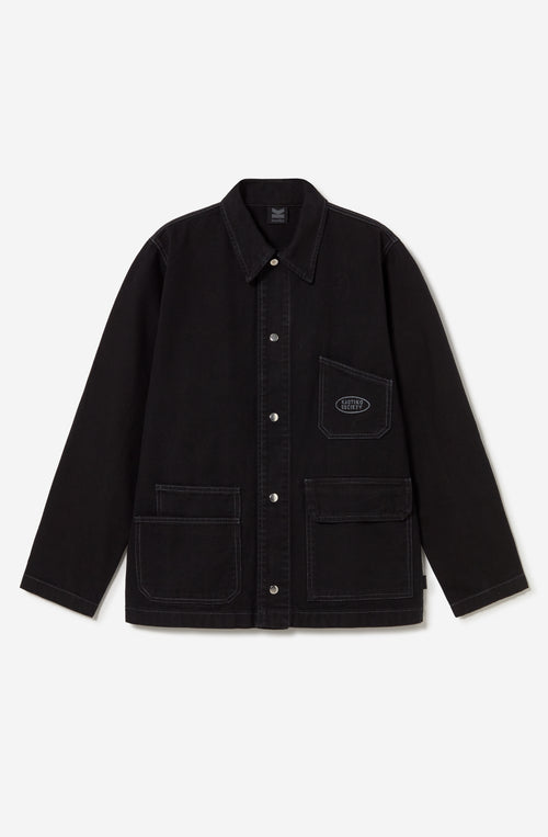 Veste Breeze Club Black Denim unisexe avec poches utilitaires et design streetwear signé Kaotiko BCN